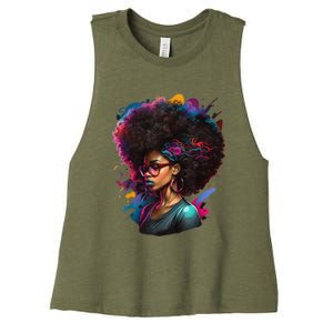 Afro Hair Beauty Fashion Funny History Month Women's Racerback Cropped Tank