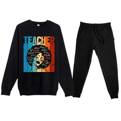 Afro Hair Black History Smart African American Teacher Gift Premium Crewneck Sweatsuit Set