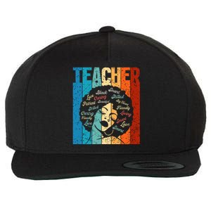 Afro Hair Black History Smart African American Teacher Gift Wool Snapback Cap