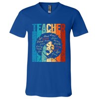 Afro Hair Black History Smart African American Teacher Gift V-Neck T-Shirt