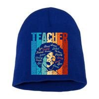 Afro Hair Black History Smart African American Teacher Gift Short Acrylic Beanie