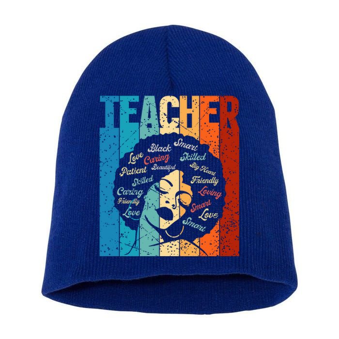 Afro Hair Black History Smart African American Teacher Gift Short Acrylic Beanie