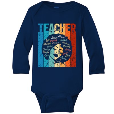 Afro Hair Black History Smart African American Teacher Gift Baby Long Sleeve Bodysuit