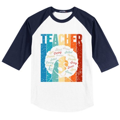 Afro Hair Black History Smart African American Teacher Gift Baseball Sleeve Shirt