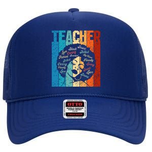 Afro Hair Black History Smart African American Teacher Gift High Crown Mesh Back Trucker Hat