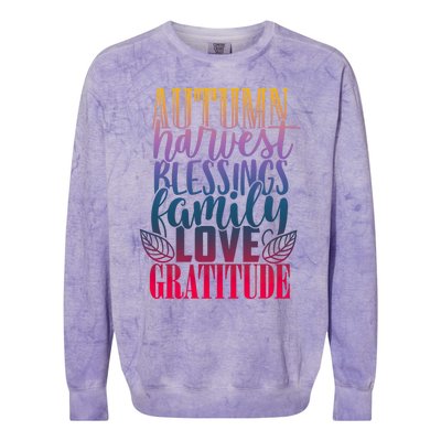 Autumn Harvest Blessing Family Love Gratitude Thankgiving Gift Colorblast Crewneck Sweatshirt