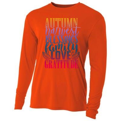 Autumn Harvest Blessing Family Love Gratitude Thankgiving Gift Cooling Performance Long Sleeve Crew