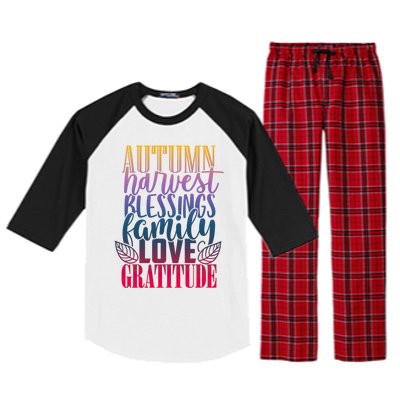 Autumn Harvest Blessing Family Love Gratitude Thankgiving Gift Raglan Sleeve Pajama Set