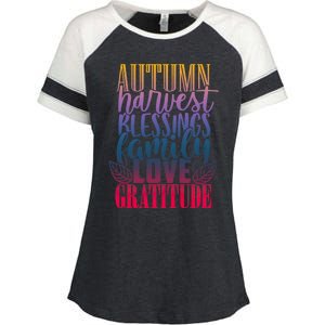 Autumn Harvest Blessing Family Love Gratitude Thankgiving Gift Enza Ladies Jersey Colorblock Tee