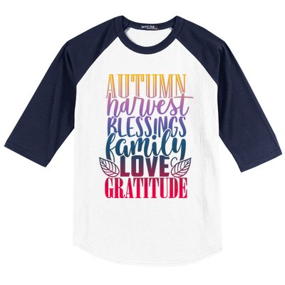 Autumn Harvest Blessing Family Love Gratitude Thankgiving Gift Baseball Sleeve Shirt