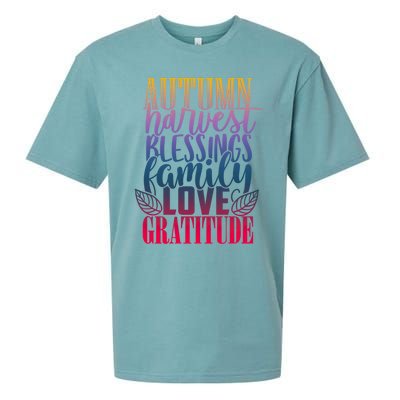 Autumn Harvest Blessing Family Love Gratitude Thankgiving Gift Sueded Cloud Jersey T-Shirt