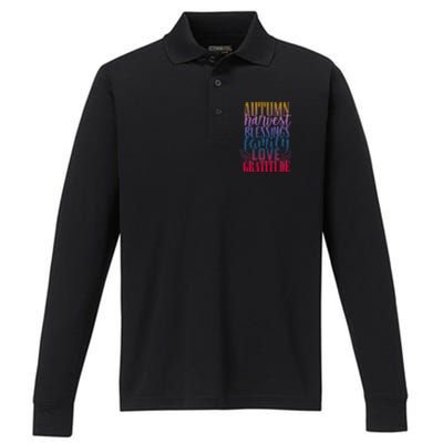 Autumn Harvest Blessing Family Love Gratitude Thankgiving Gift Performance Long Sleeve Polo