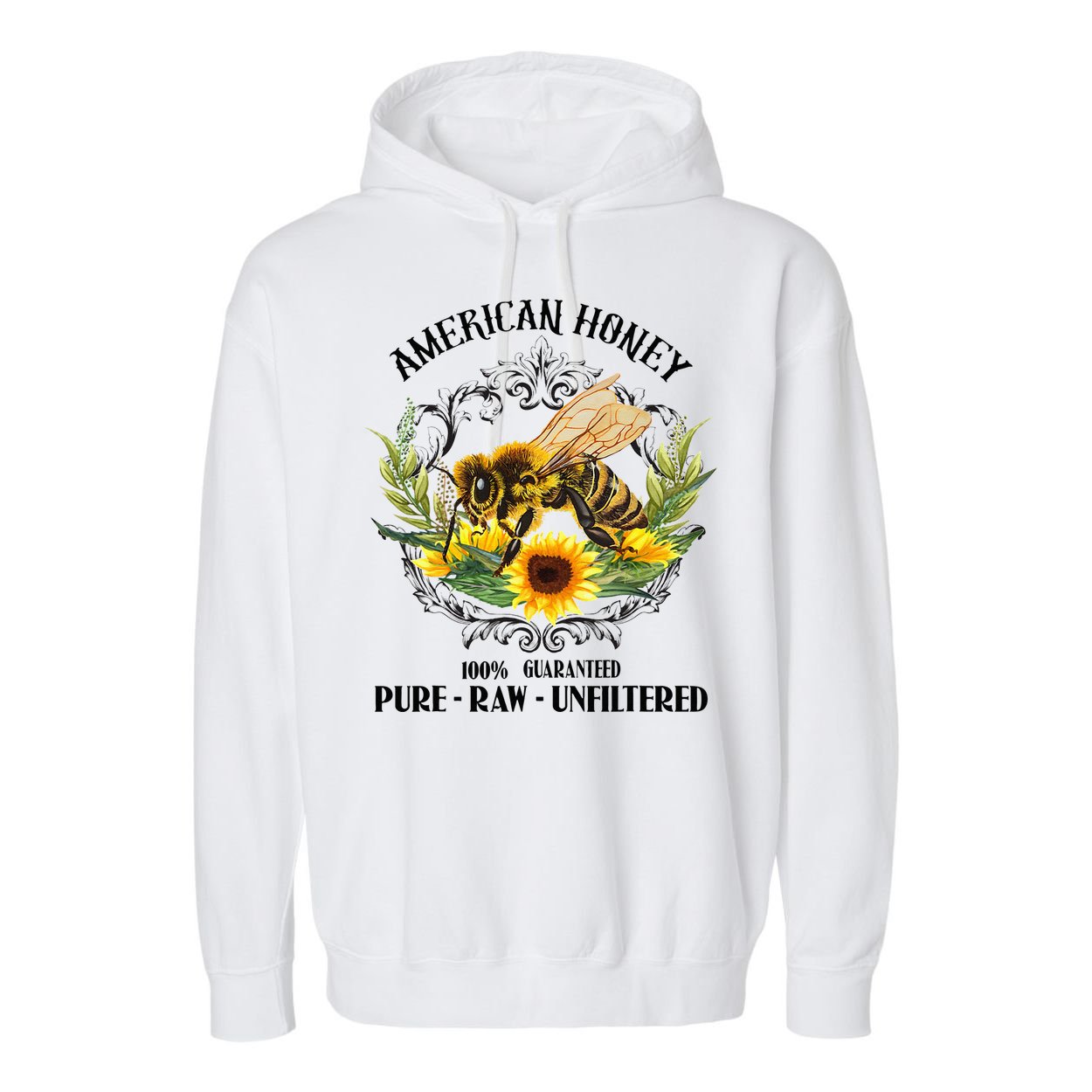 American Honey Bee Funny Beekeeping Gift For Beekeeper Garment-Dyed Fleece Hoodie