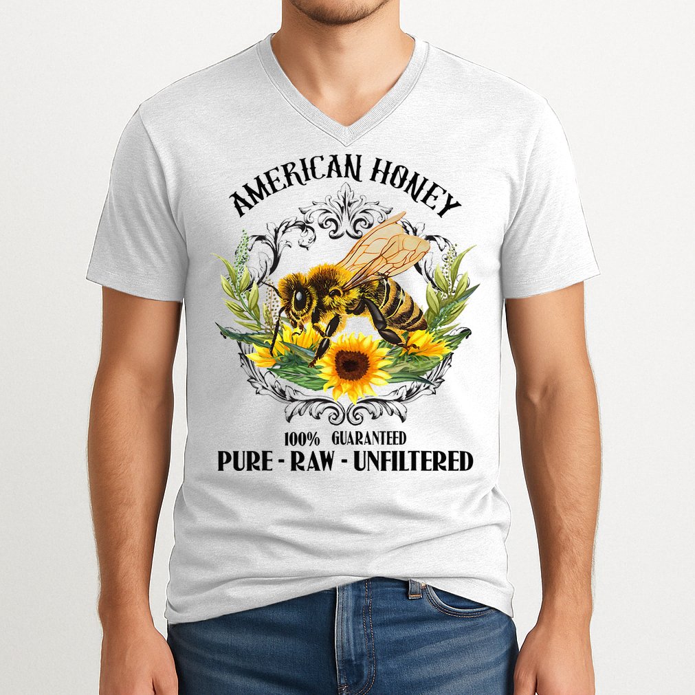 American Honey Bee Funny Beekeeping Gift For Beekeeper V-Neck T-Shirt