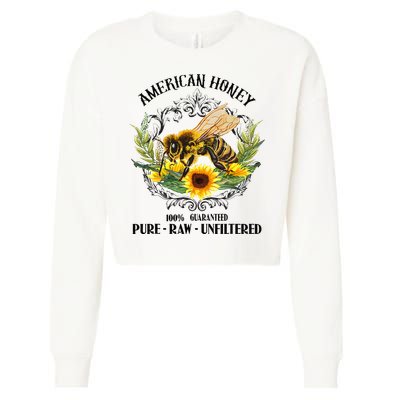 American Honey Bee Funny Beekeeping Gift For Beekeeper Cropped Pullover Crew