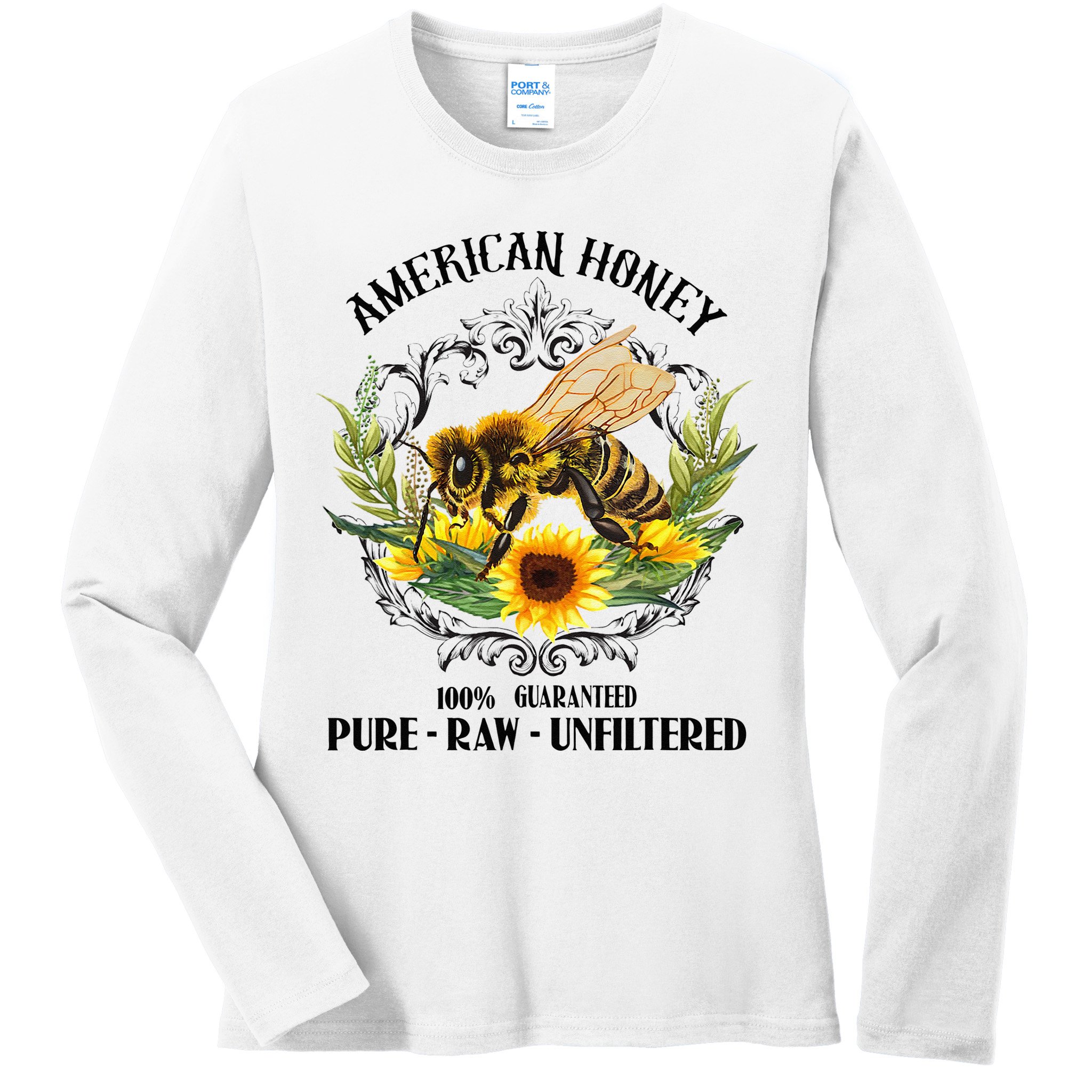 American Honey Bee Funny Beekeeping Gift For Beekeeper Ladies Long Sleeve Shirt