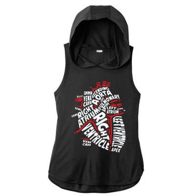 Anatomy Heart Cardiology Student Medical Professional Ladies PosiCharge Tri-Blend Wicking Draft Hoodie Tank