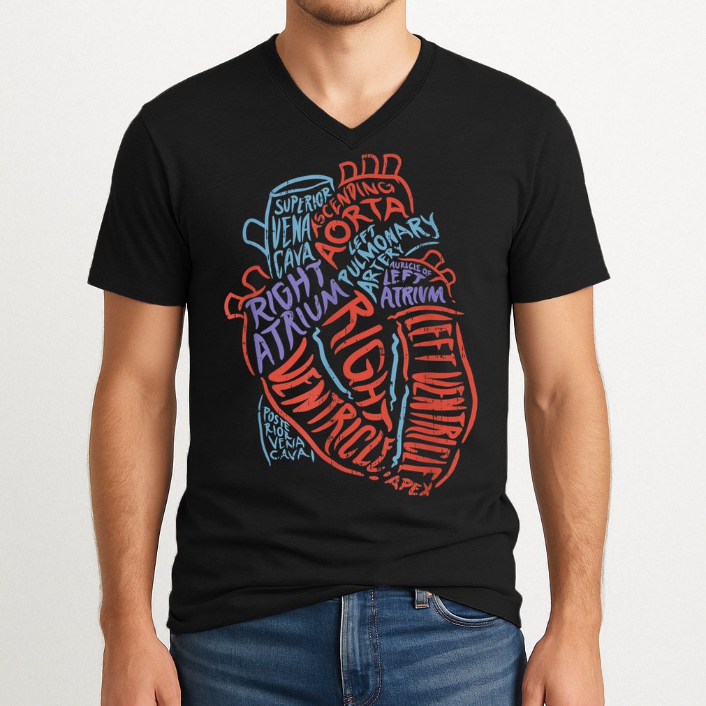 Anatomy Heart Cardiology Student Medical Professional V-Neck T-Shirt