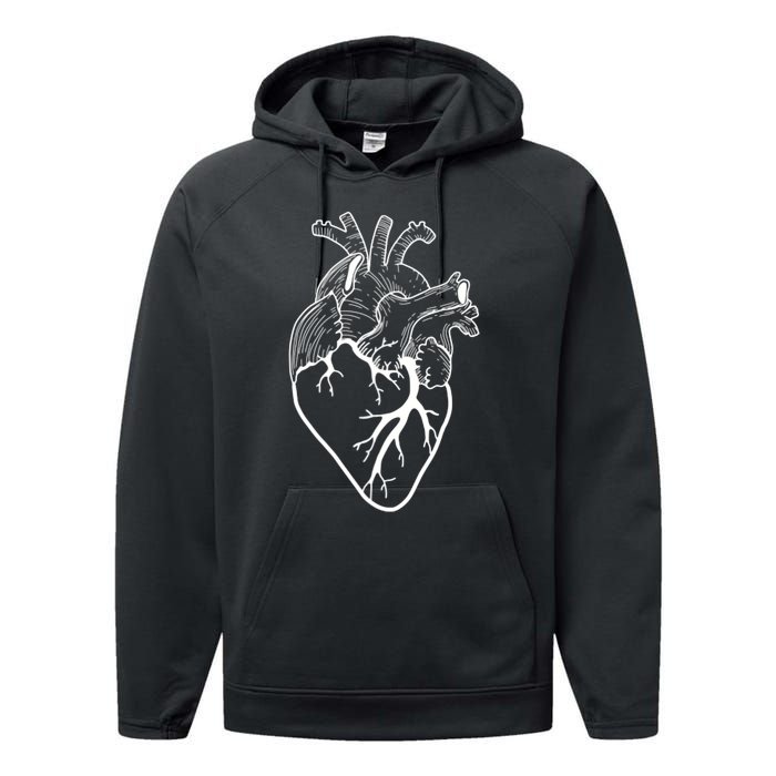 Anatomical Heart Cardiac Nurse Performance Fleece Hoodie