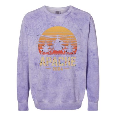 Apache Helicopters Christmas Vformation Sunset Military Great Gift Colorblast Crewneck Sweatshirt