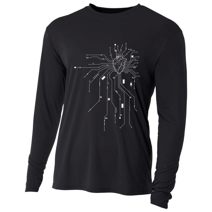 Anatomical Heart Cpu Processor Pcb Board Computer Programmer Gift Cooling Performance Long Sleeve Crew