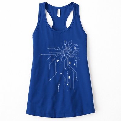 Anatomical Heart Cpu Processor Pcb Board Computer Programmer Gift Women's Racerback Tank