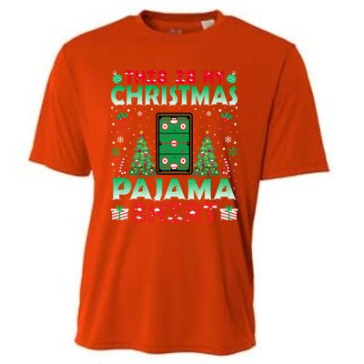 Air Hockey Christmas Pajama Gift Christmas Holiday Funny Gift Cooling Performance Crew T-Shirt