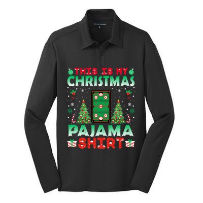 Air Hockey Christmas Pajama Gift Christmas Holiday Funny Gift Silk Touch Performance Long Sleeve Polo