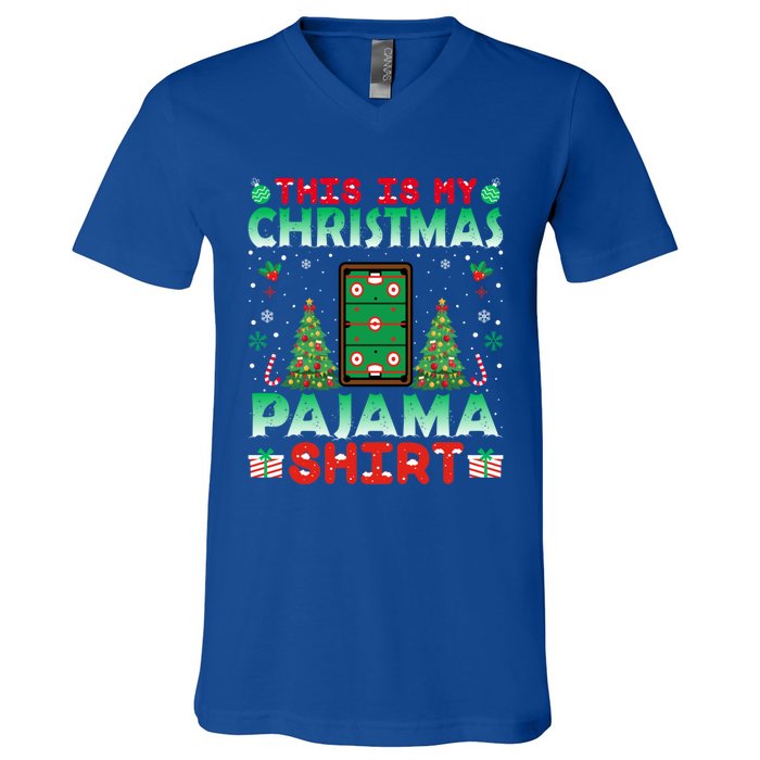 Air Hockey Christmas Pajama Gift Christmas Holiday Funny Gift V-Neck T-Shirt