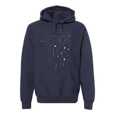 Anatomical Heart CPU Processor PCB Board Computer Programmer Premium Hoodie