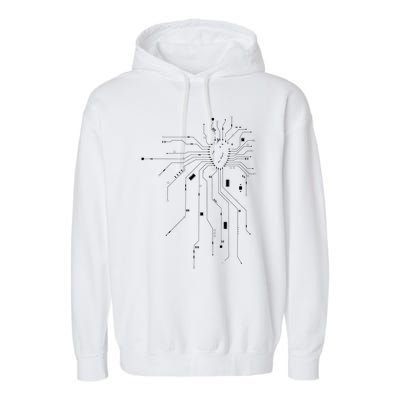 Anatomical Heart CPU Processor PCB Board Computer Programmer Garment-Dyed Fleece Hoodie