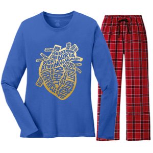 Anatomical Heart Cardiac Funny Nursing Careers Nurse Gift Women's Long Sleeve Flannel Pajama Set 