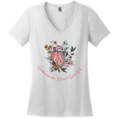 Anatomical Heart Cvicu Cardiovascular Intensive Care Unit Women's V-Neck T-Shirt