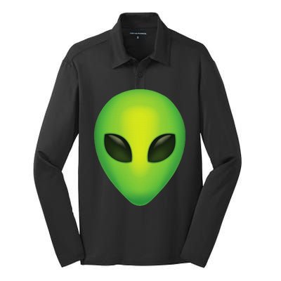 Alien Head Colorful Alien Rave Silk Touch Performance Long Sleeve Polo