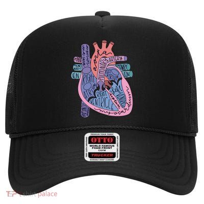 Anatomy Heart Cardiac Anatomy Medical Science School Gift High Crown Mesh Back Trucker Hat
