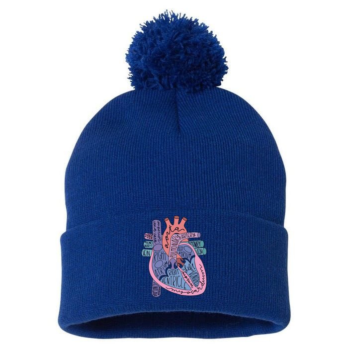 Anatomy Heart Cardiac Anatomy Medical Science School Gift Pom Pom 12in Knit Beanie