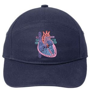 Anatomy Heart Cardiac Anatomy Medical Science School Gift 7-Panel Snapback Hat