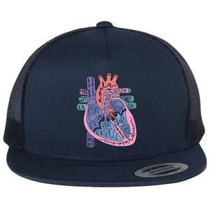 Anatomy Heart Cardiac Anatomy Medical Science School Gift Flat Bill Trucker Hat