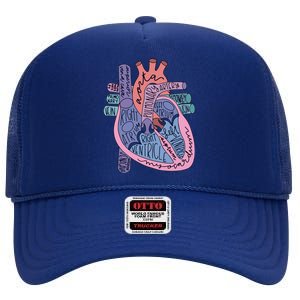 Anatomy Heart Cardiac Anatomy Medical Science School Gift High Crown Mesh Back Trucker Hat