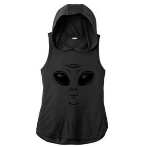 Alien Halloween Costume Cosmic Green Alien Face Halloween Ladies PosiCharge Tri-Blend Wicking Draft Hoodie Tank