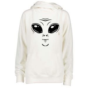 Alien Halloween Costume Cosmic Green Alien Face Halloween Womens Funnel Neck Pullover Hood