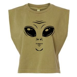 Alien Halloween Costume Cosmic Green Alien Face Halloween Garment-Dyed Women's Muscle Tee