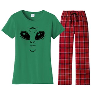 Alien Halloween Costume Cosmic Green Alien Face Halloween Women's Flannel Pajama Set