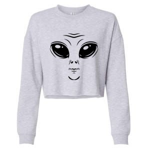 Alien Halloween Costume Cosmic Green Alien Face Halloween Cropped Pullover Crew