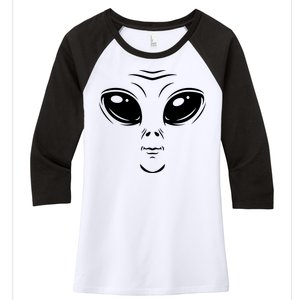 Alien Halloween Costume Cosmic Green Alien Face Halloween Women's Tri-Blend 3/4-Sleeve Raglan Shirt