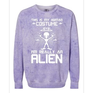 Alien Human Costume Reveal Colorblast Crewneck Sweatshirt