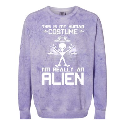 Alien Human Costume Reveal Colorblast Crewneck Sweatshirt