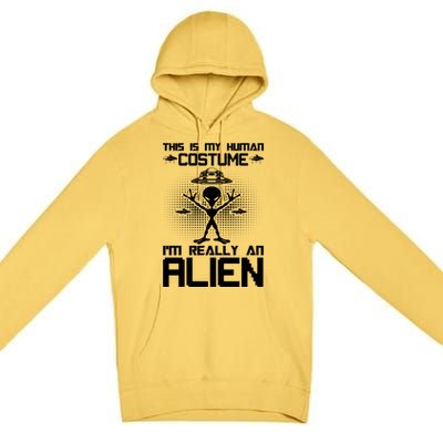 Alien Human Costume Reveal Premium Pullover Hoodie