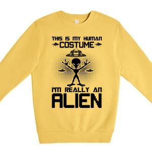 Alien Human Costume Reveal Premium Crewneck Sweatshirt