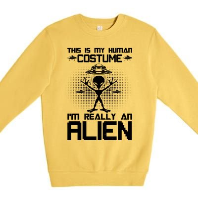 Alien Human Costume Reveal Premium Crewneck Sweatshirt